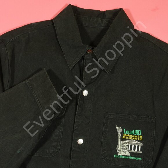 Vintage Pointer Brand AFL CIO 983 NYC Union Patched USA Black Canvas Jac… - Picture 1 of 9